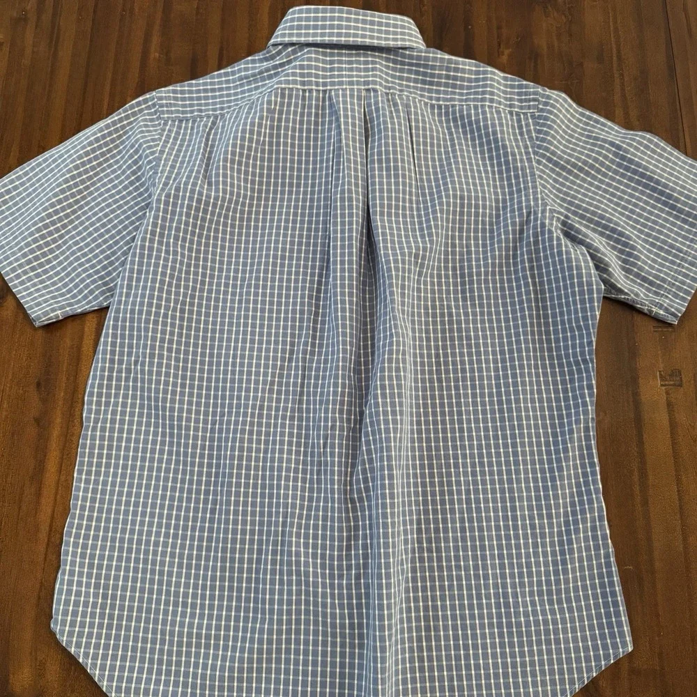 Polo Ralph Lauren Men's Short Sleeve Button Down Shirt Blue White Plaid Check M